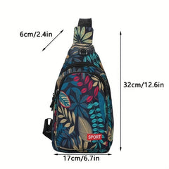 Floral Printed Sling Bag Chest Bag for Outdoor Sports Travel