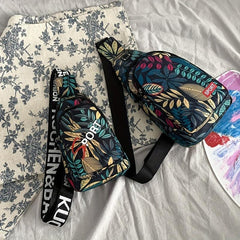 Floral Printed Sling Bag Chest Bag for Outdoor Sports Travel