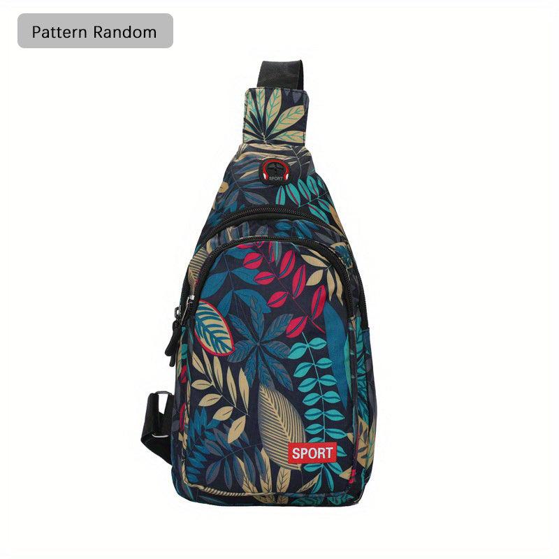 Floral Printed Sling Bag Chest Bag for Outdoor Sports Travel