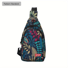 Floral Printed Sling Bag Chest Bag for Outdoor Sports Travel