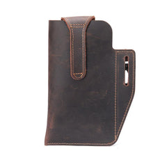 Men's Leather Waist Bag with Cell Phone Case Multifunctional Fanny Bag