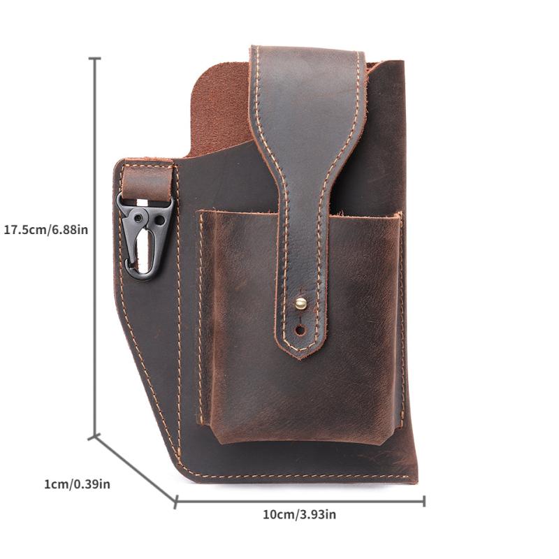 Men's Leather Waist Bag with Cell Phone Case Multifunctional Fanny Bag