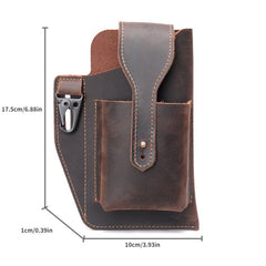 Men's Leather Waist Bag with Cell Phone Case Multifunctional Fanny Bag