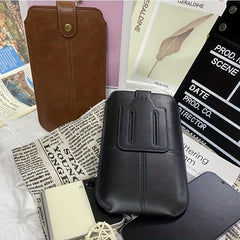 Men's Leather Waist Bag with Belt Clip