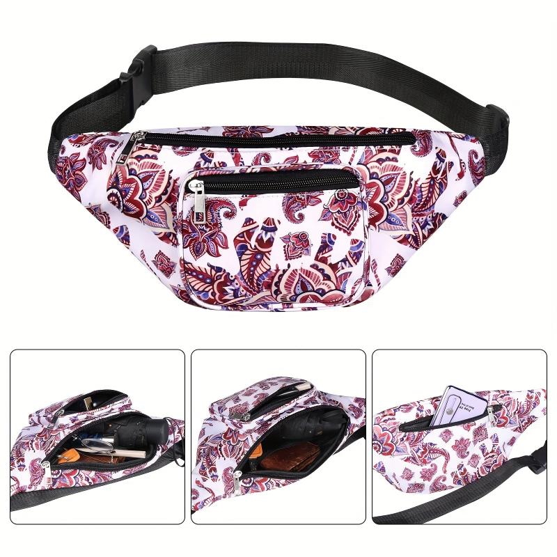 Floral Waterproof Waist Bag Casual Sports Running Hiking Travel Waist Bag