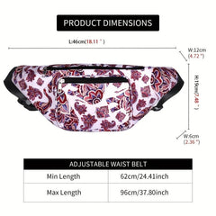 Floral Waterproof Waist Bag Casual Sports Running Hiking Travel Waist Bag