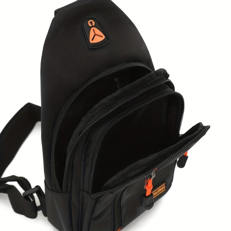 Men's Nylon Chest Bag with Earphone Hole for Outdoor Sports