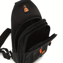 Men's Nylon Chest Bag with Earphone Hole for Outdoor Sports