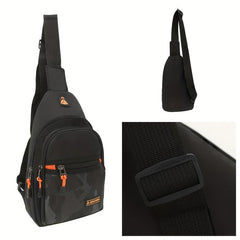 Men's Nylon Chest Bag with Earphone Hole for Outdoor Sports