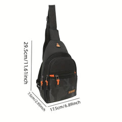 Men's Nylon Chest Bag with Earphone Hole for Outdoor Sports