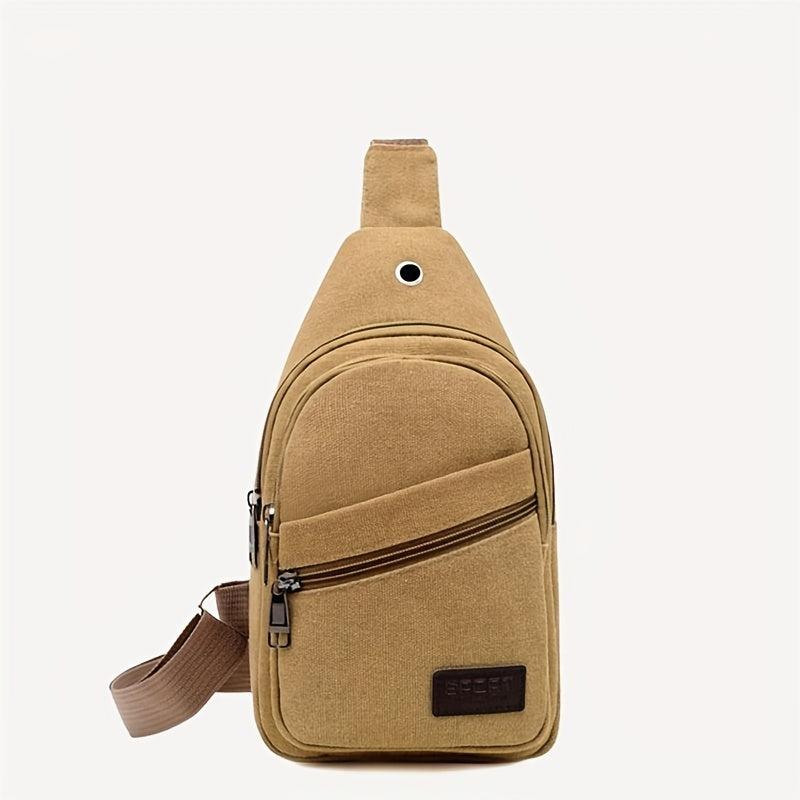 Men's Canvas Crossbody Bag Large Capacity Casual Outdoor Chest Bag