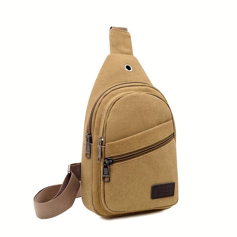 Men's Canvas Crossbody Bag Large Capacity Casual Outdoor Chest Bag