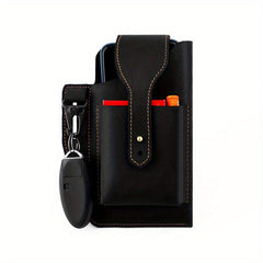 Men's Leather Waist Bag for Mobile Phone, Outdoor Sports Tactical Bag
