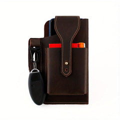 Men's Leather Waist Bag for Mobile Phone, Outdoor Sports Tactical Bag