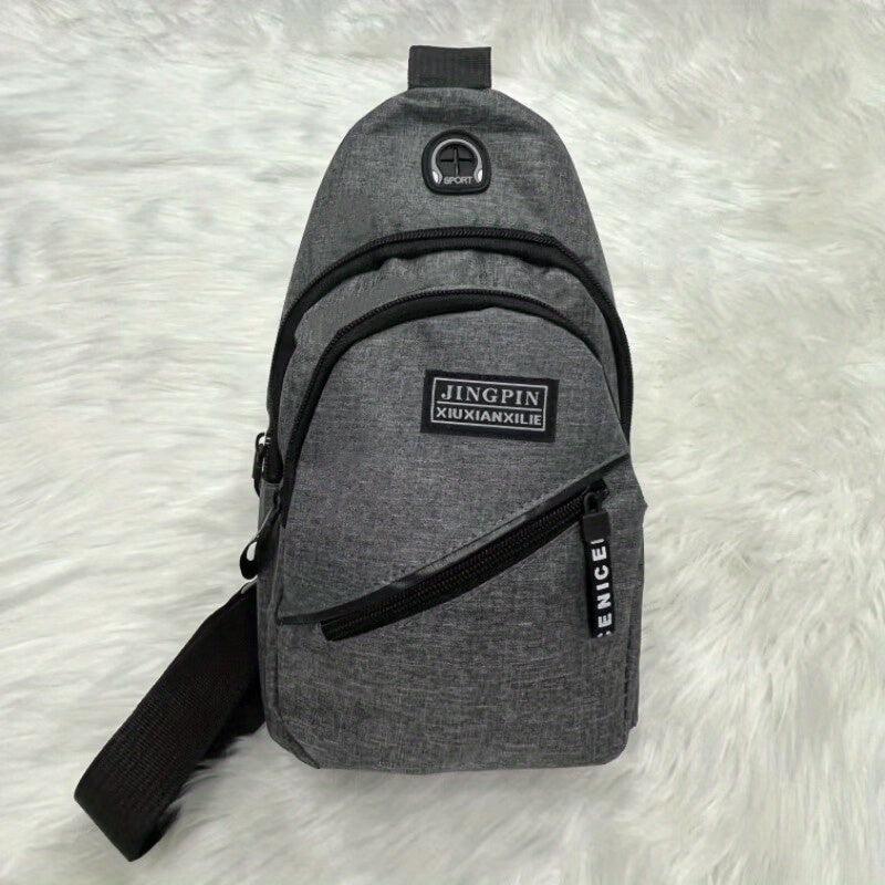 Men's Double Layer Thick Chest Bag w/ Head Phone Hole