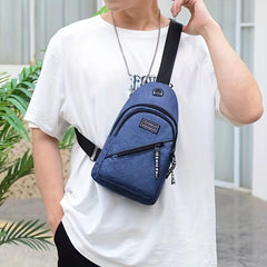 Men's Double Layer Thick Chest Bag w/ Head Phone Hole