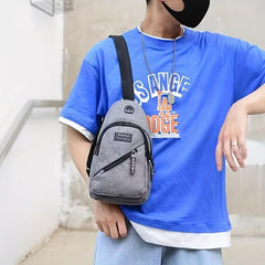 Men's Double Layer Thick Chest Bag w/ Head Phone Hole