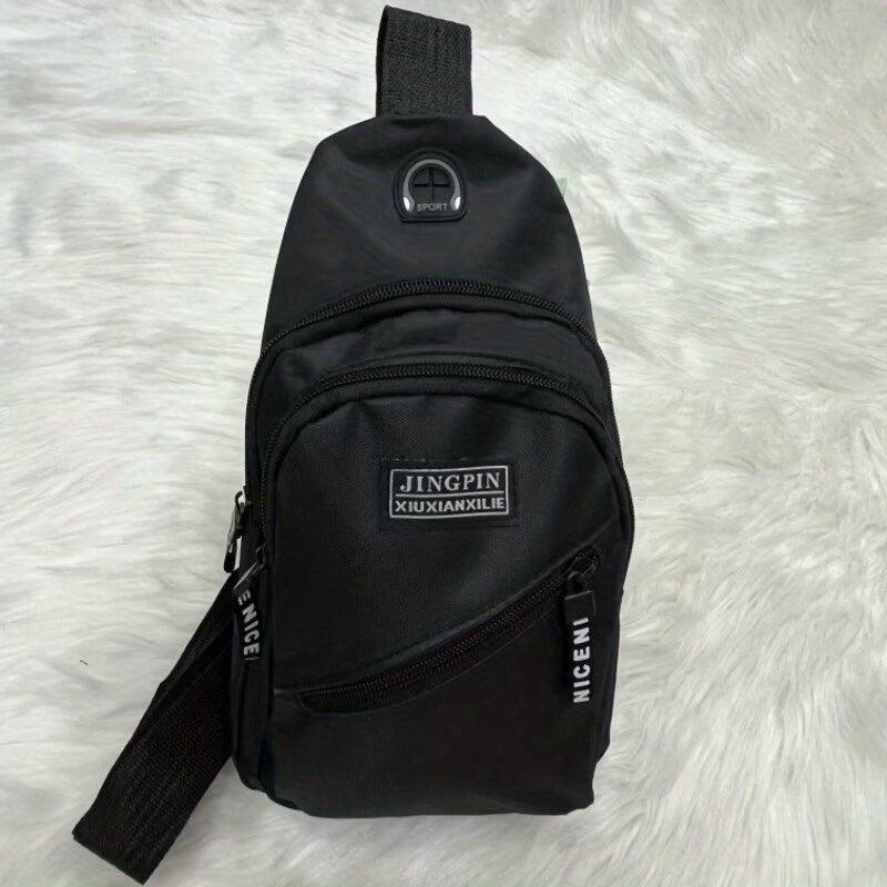 Men's Double Layer Thick Chest Bag w/ Head Phone Hole
