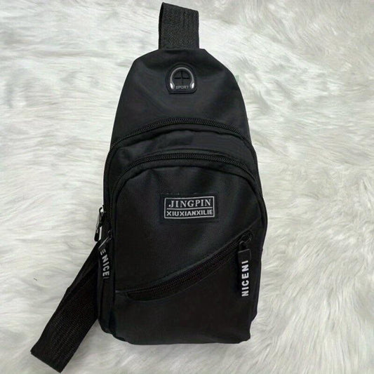 Men's Double Layer Thick Chest Bag w/ Head Phone Hole