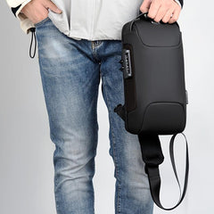 Men's Anti theft Lock Shoulder Bag USB Cross Body Sling Chest Bags