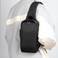 Men's Anti theft Lock Shoulder Bag USB Cross Body Sling Chest Bags