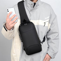 Men's Anti theft Lock Shoulder Bag USB Cross Body Sling Chest Bags