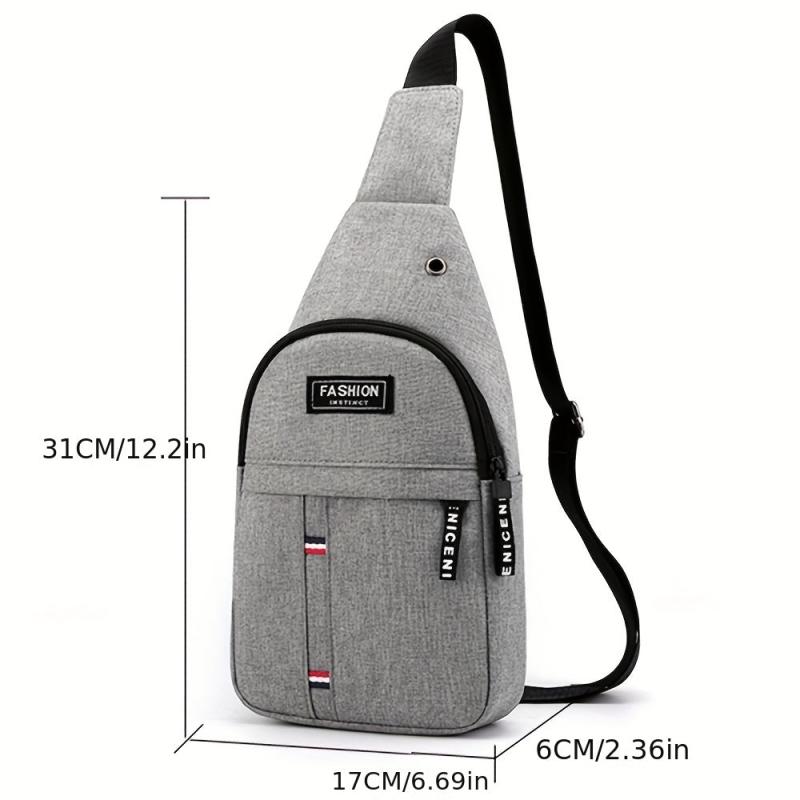 Men's Oxford Crossbody Bag Earphone Hole Shoulder Outdoor Sports Travel Work