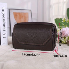 Men's Leather Waist Bag Double Layer Mobile Phone Business Coin Purse