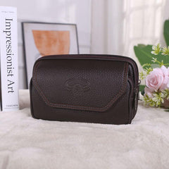 Men's Leather Waist Bag Double Layer Mobile Phone Business Coin Purse