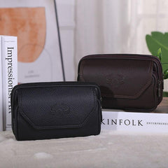 Men's Leather Waist Bag Double Layer Mobile Phone Business Coin Purse