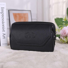 Men's Leather Waist Bag Double Layer Mobile Phone Business Coin Purse