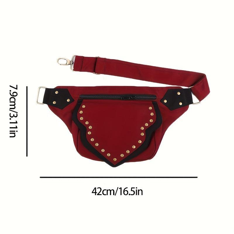 Punk Retro Flap Waist Bag Fanny Bag Rivet Bag Street Style