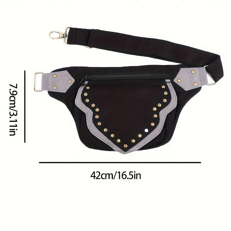 Punk Retro Flap Waist Bag Fanny Bag Rivet Bag Street Style