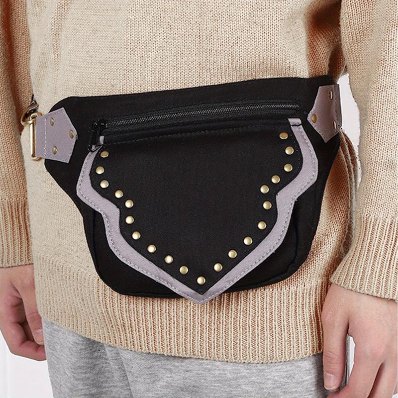 Punk Retro Flap Waist Bag Fanny Bag Rivet Bag Street Style
