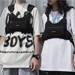 Men's Streetwear Waistcoat Hip Hop Chest Rig Vest Bag