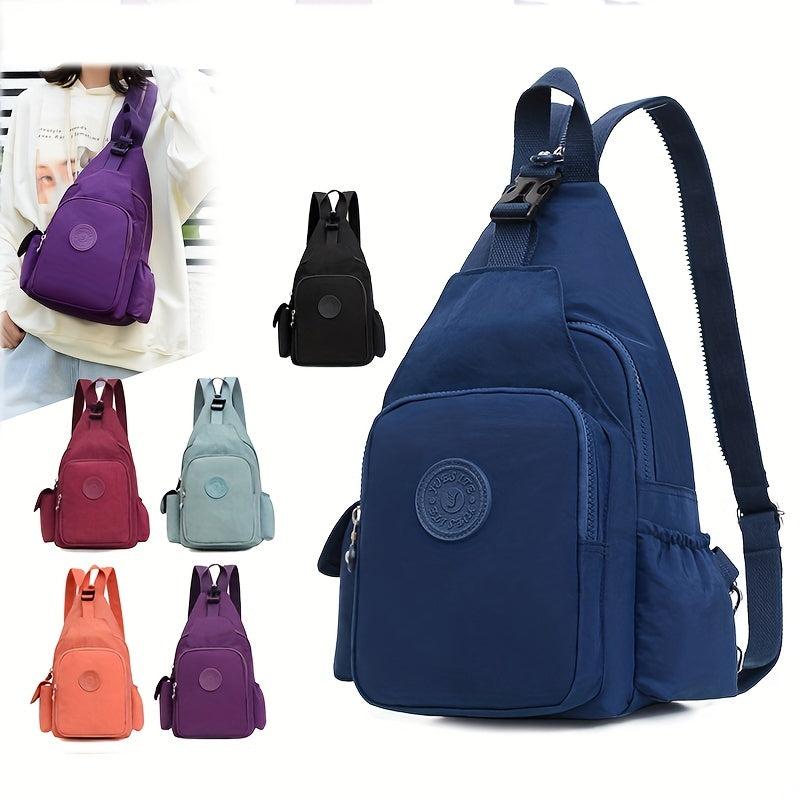 Waterproof Sling Bag Nylon Backpack Adjustable Shoulder Straps Women's Chest Bag