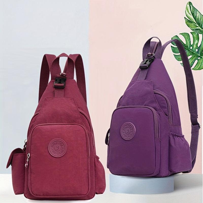 Waterproof Sling Bag Nylon Backpack Adjustable Shoulder Straps Women's Chest Bag