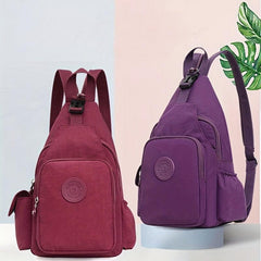 Waterproof Sling Bag Nylon Backpack Adjustable Shoulder Straps Women's Chest Bag