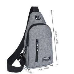 Men's Nylon Crossbody Bag with Earphone Hole for Hiking Running Cycling