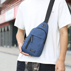 Men's Nylon Crossbody Bag with Earphone Hole for Hiking Running Cycling