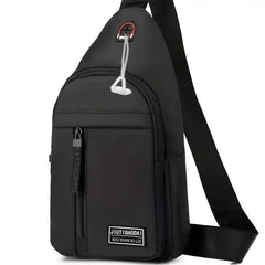 Men's Nylon Crossbody Bag with Earphone Hole for Hiking Running Cycling