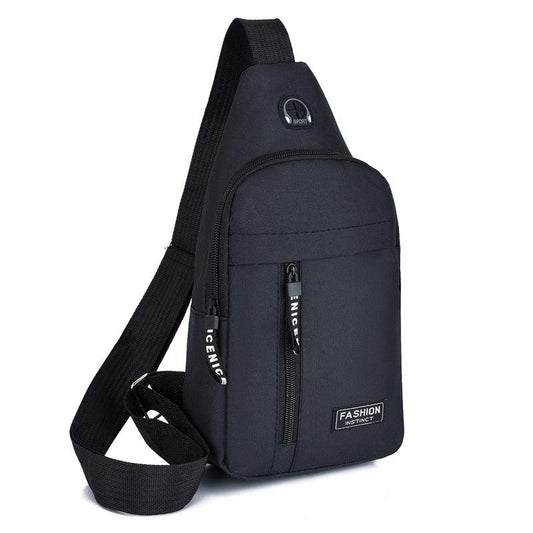 Men's Nylon Crossbody Bag with Earphone Hole for Hiking Running Cycling