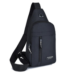Men's Nylon Crossbody Bag with Earphone Hole for Hiking Running Cycling
