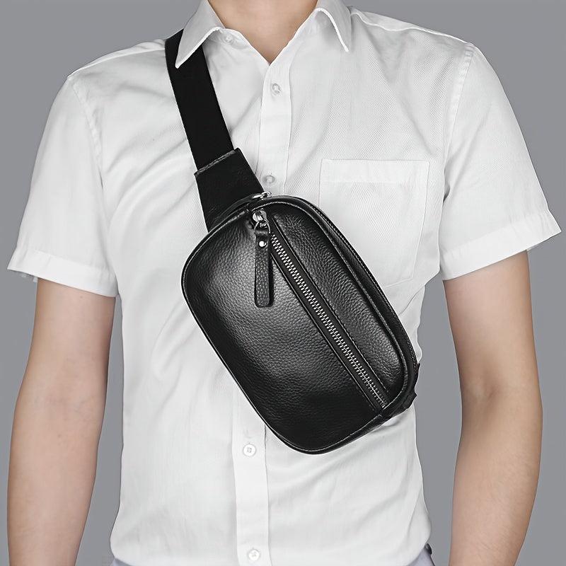 Men's Leather Fanny Pack Belt Bag for Running Hiking Lightweight Messenger Bag