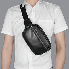 Men's Leather Fanny Pack Belt Bag for Running Hiking Lightweight Messenger Bag