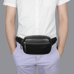 Men's Leather Fanny Pack Belt Bag for Running Hiking Lightweight Messenger Bag