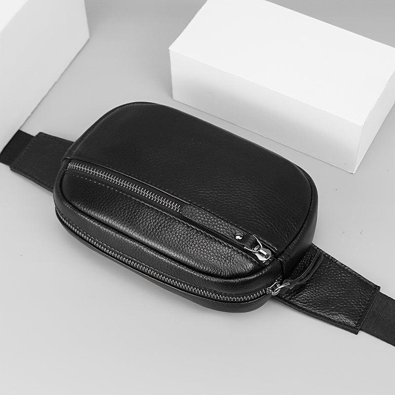 Men's Leather Fanny Pack Belt Bag for Running Hiking Lightweight Messenger Bag