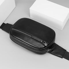 Men's Leather Fanny Pack Belt Bag for Running Hiking Lightweight Messenger Bag