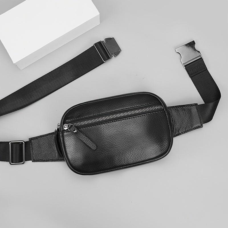 Men's Leather Fanny Pack Belt Bag for Running Hiking Lightweight Messenger Bag