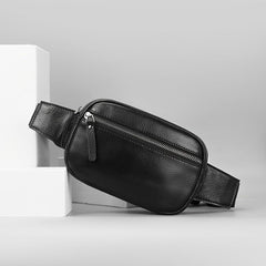 Men's Leather Fanny Pack Belt Bag for Running Hiking Lightweight Messenger Bag
